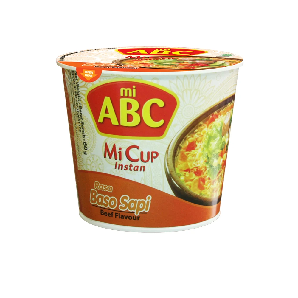 نودل کاسه ای فوری می ای بی سی با طعم گوشت 60 گرم Mi ABC مدل Micup Instan Rasa Baso Sapi Beef Flavour