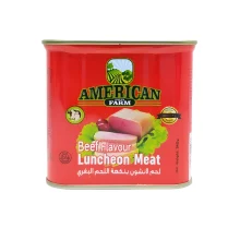 کنسرو کالباس گوشت گاو قوطی 340 گرم آمريکن فارم American Farm مدل Beef Luncheon Meat