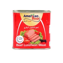 کنسرو گوشت گاو قوطی 320 گرم آمريکن فرش American Fresh مدل Beef Luncheon Meat