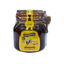 عسل شيشه آمريکن نچرال 1 کيلو گرم به همراه قاشق عسل چوبی AMERICAN NATURAL مدل NATURAL HONEY