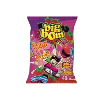 آبنبات چوبی امريکندی بيگ بوم با طعم شاه توت همراه با آدامس دوبل ( بسته 48 عددی ) AMERICANDY مدل AMERICANDY big bom berries xxl double