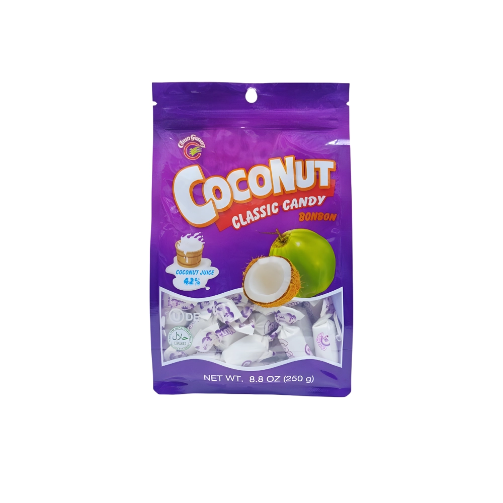 آبنبات نارگيلی جينجر بون بون شير نارگيل وزن 250 گرم Chun Guany مدل Coconut Classic Candy Bonbon آبنبات نارگيلی جينجر بون بون شير نارگيل وزن 250 گرم Chun Guany مدل Coconut Classic Candy Bonbon