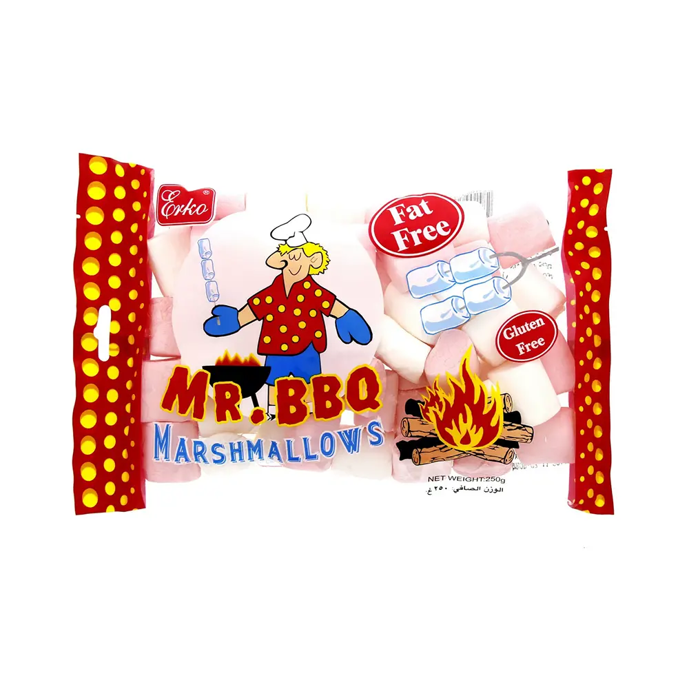 مارشمالو کبابی ارکو گلوتن فری 250 گرم ERKO مدل Mr.Bbq Marshmallows مارشمالو کبابی ارکو گلوتن فری 250 گرم ERKO مدل Mr.Bbq Marshmallows