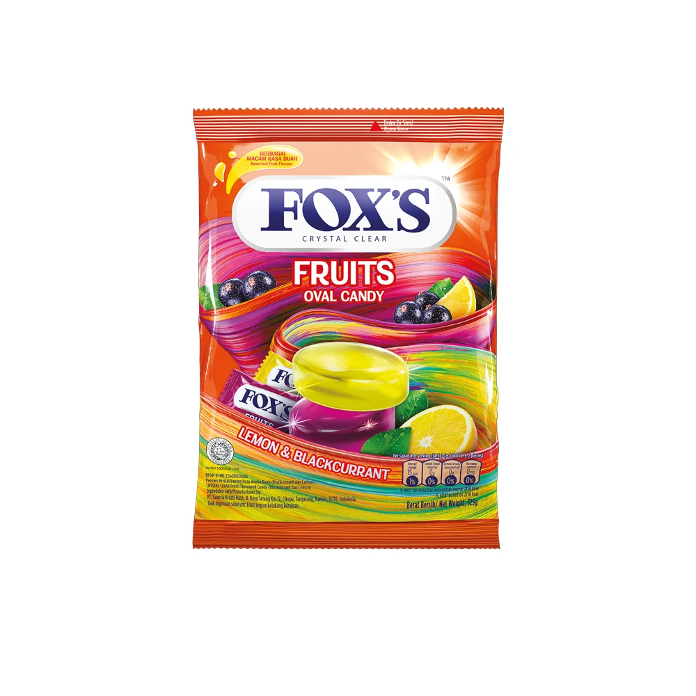 آبنبات کريستالی فوکس ميوه ای پاکتی 125 گرم FOXS مدل Fruits