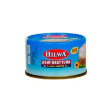 تن ماهی قوطی 185 گرم حلوه HILWA با روغن آفتاب گردان مدل LIGHT MEAT TUNA