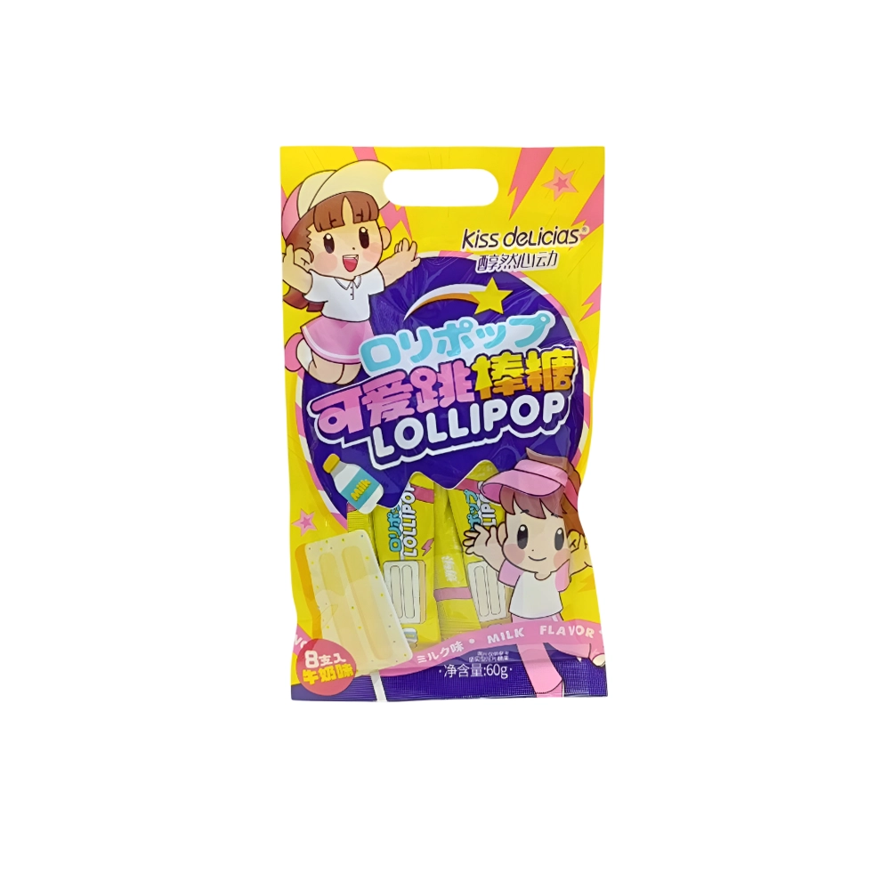 آبنبات چوبی کیس دلیسیاس طعم شیر Kiss Delicias مدل Lollipop Milk Flavor