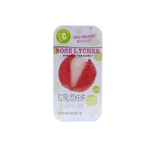 آبنبات بدون شکر کیس دلیسیاس نعنایی طعم رز و لیچی Kiss Delicias مدل Mint Flavor Candy Rose Lychee Flavor