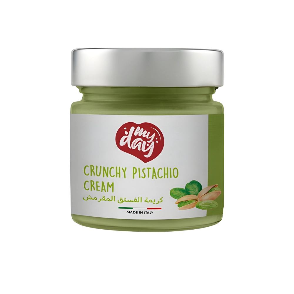 کرم پسته مغز دار گلوتن فری شيشه 200 گرم My Day مدل Crunchy Pistachio Cream کرم پسته مغز دار گلوتن فری شيشه 200 گرم My Day مدل Crunchy Pistachio Cream