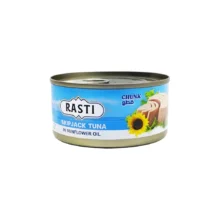 تن ماهی قوطی 185 گرم راستی Rasti با روغن آفتاب گردان مدل Light Meat Tuna