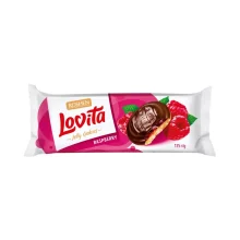 بيسکويت روشن لاويتا با لايه ژله تمشک و روکش شکلاتی بسته 135 گرم مدل BISCUITS LOVITA JELLY RASPBERRY