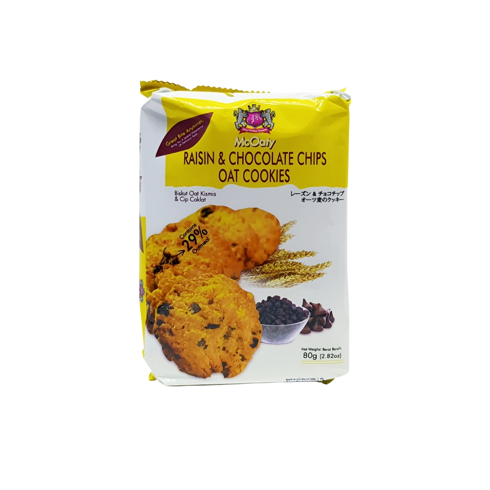 بیسکویت کوکی و شکلات رویال برایش بسته 80گرم Royal British مدل Royal British Raisin & Chocolate Chip OAT Cookies