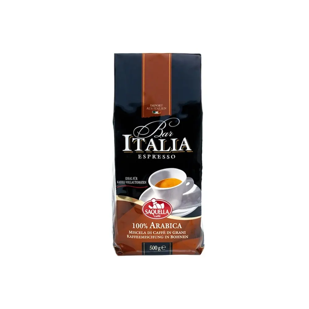 دانه قهوه Italia پاکت 500 گرم Saquella مدل 100 Arabica
