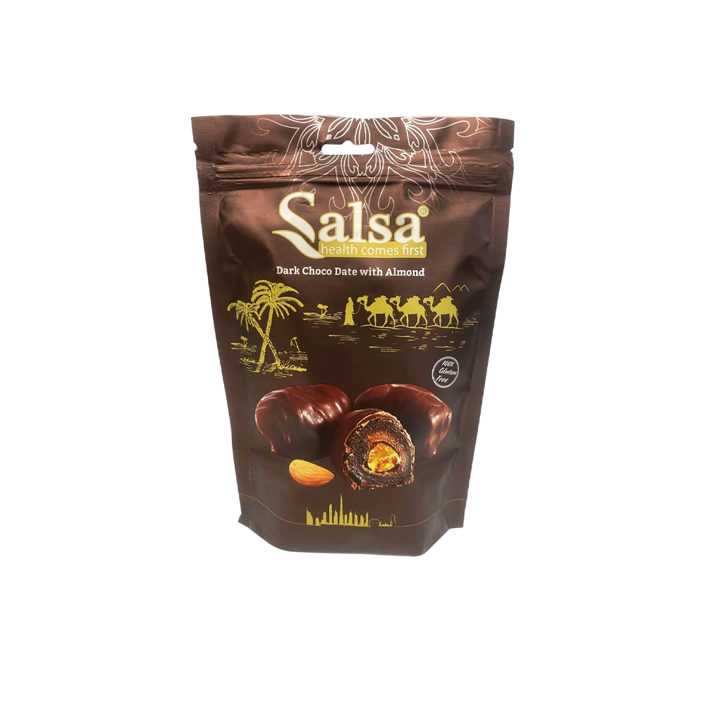 خرمای شکلاتی سالسا همراه با بادام و شکلات دارک Salsa مدل Salsa Dates Covered In Dark Chocolate With Almonds خرمای شکلاتی سالسا همراه با بادام و شکلات دارک Salsa مدل Salsa Dates Covered In Dark Chocolate With Almonds