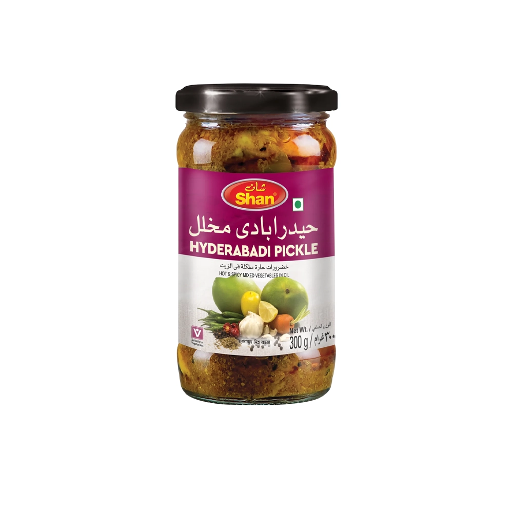 ترشی انبه حيدر آبادی شيشه شان 300 گرم Shan مدل Hyderabadi Pickle ترشی انبه حيدر آبادی شيشه شان 300 گرم Shan مدل Hyderabadi Pickle