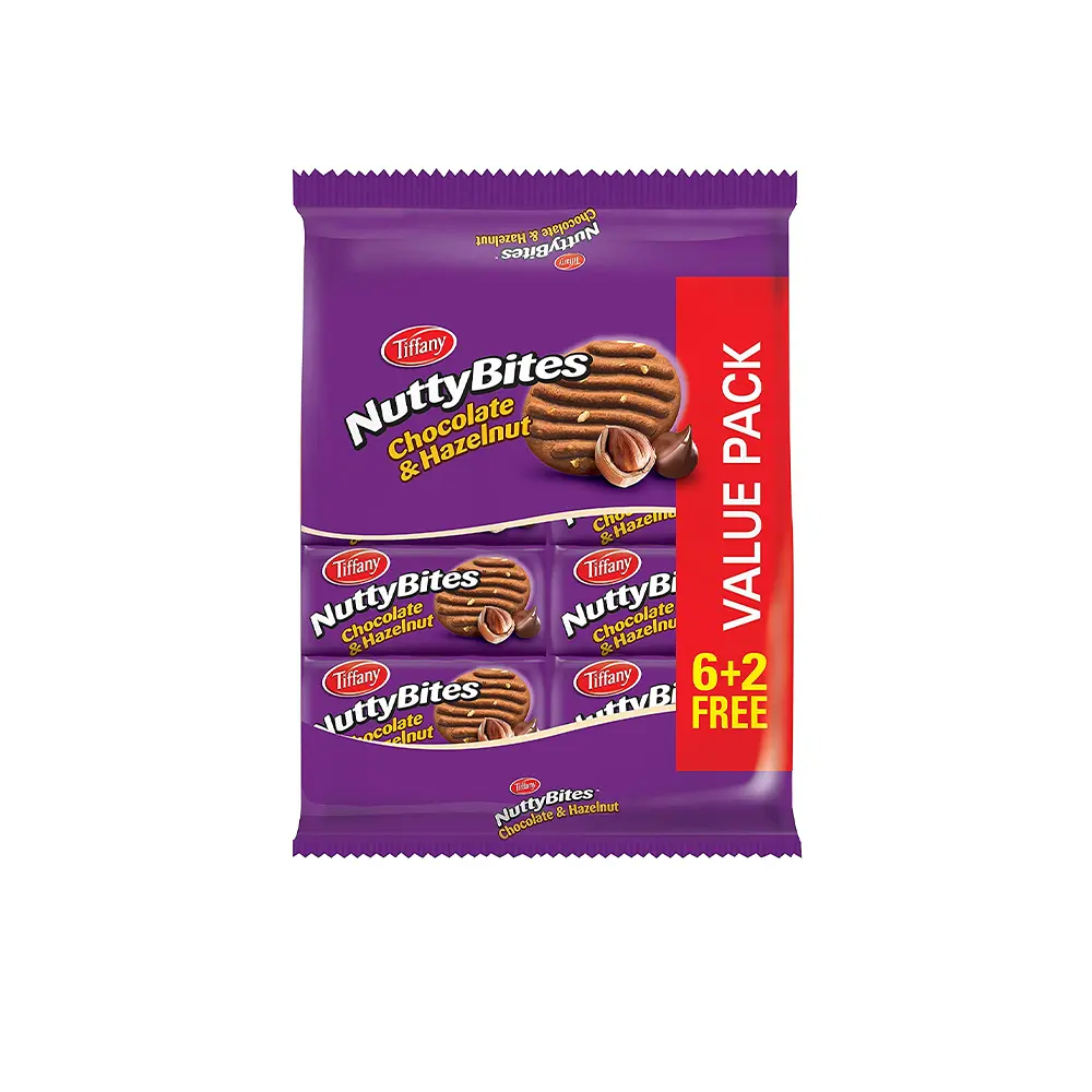 بيسکويت شکلات و فندق تيفانی نتی بات بسته 8 عددی TIFFANY مدل Nutty Bites Chocolate & Hazelnut