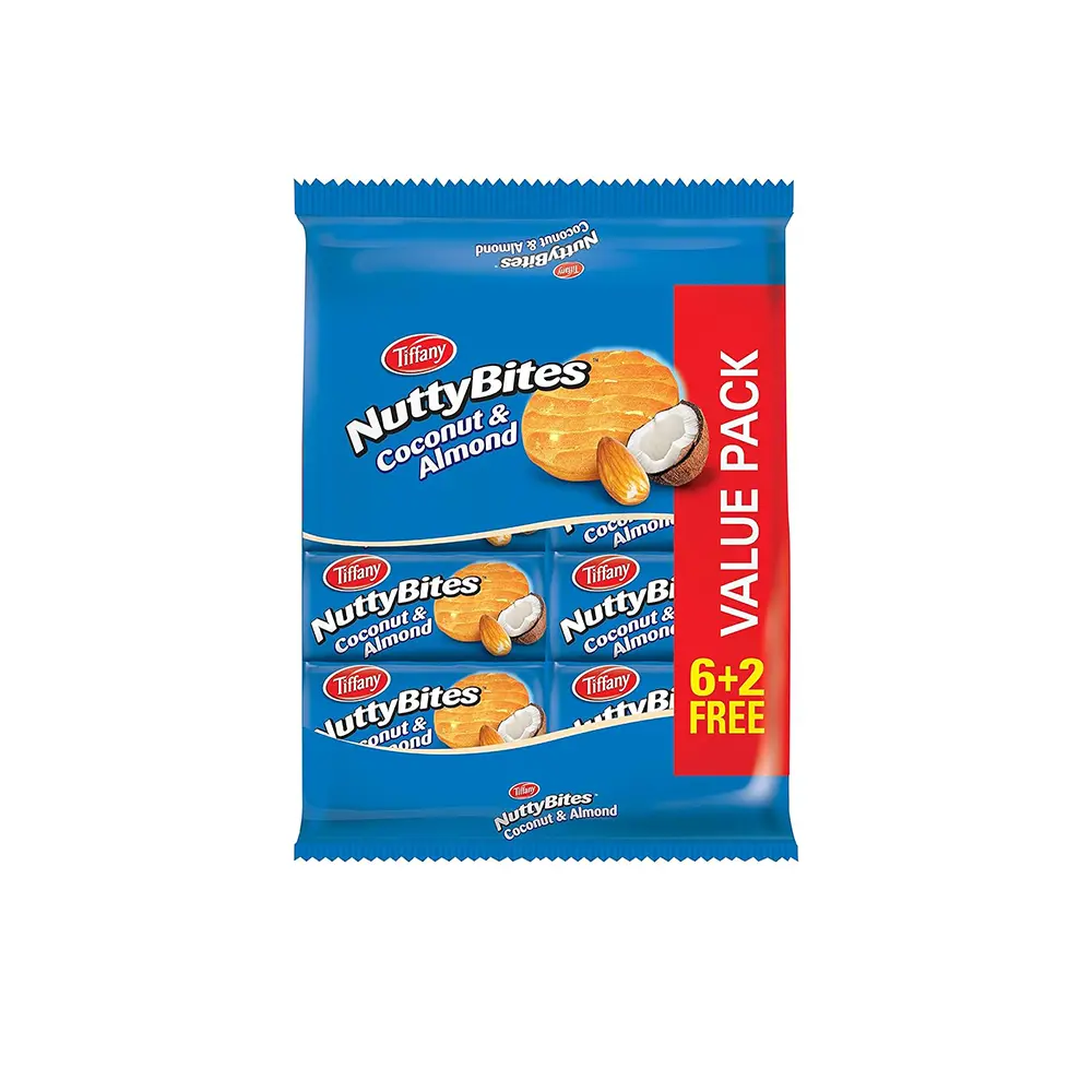 بيسکويت نارگيل و بادام تيفانی نتی بات بسته 8 عددی TIFFANY مدل Nutty Bites Coconut & Almond بيسکويت نارگيل و بادام تيفانی نتی بات بسته 8 عددی TIFFANY مدل Nutty Bites Coconut & Almond