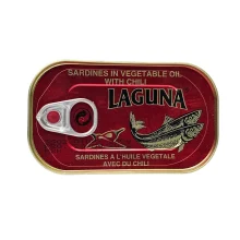 کنسرو تن ماهي ساردين فلفلی 125 گرم LAGUNA مدل Sardines IN Vegetable Oil With Chili